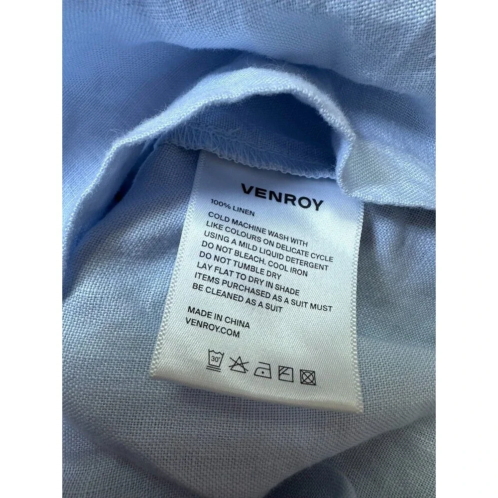 Venroy Linen Mini Skirt Sporty Minimalist 90s Chic Euro Summer Baby Blue XS